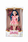 Manku Elegant Fashion Doll with Long Blue Hair and Detailed Pink Lace Dress