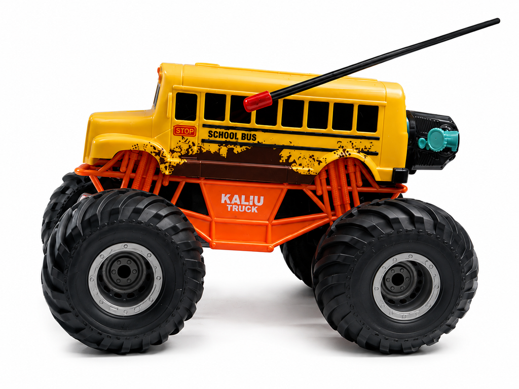 Remote-controlled monster truck school bus