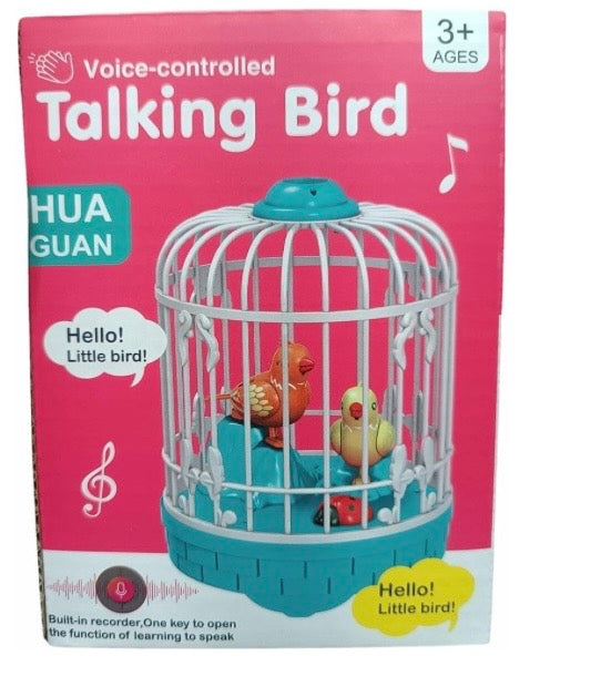 Interactive Voice-Controlled Talking Bird in Cage – Sensory Toy for Kids